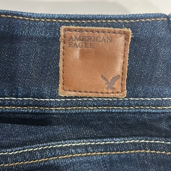 American Eagle Slim Boot Cut Blue Jean Feathering Low Rise Size 4 Regular L32 - Picture 4 of 10